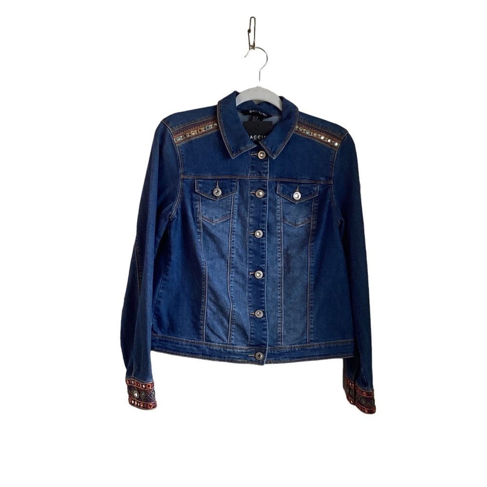 Baccini NWT Women’s Denim Jacket With Sparkle Trim.  Size M